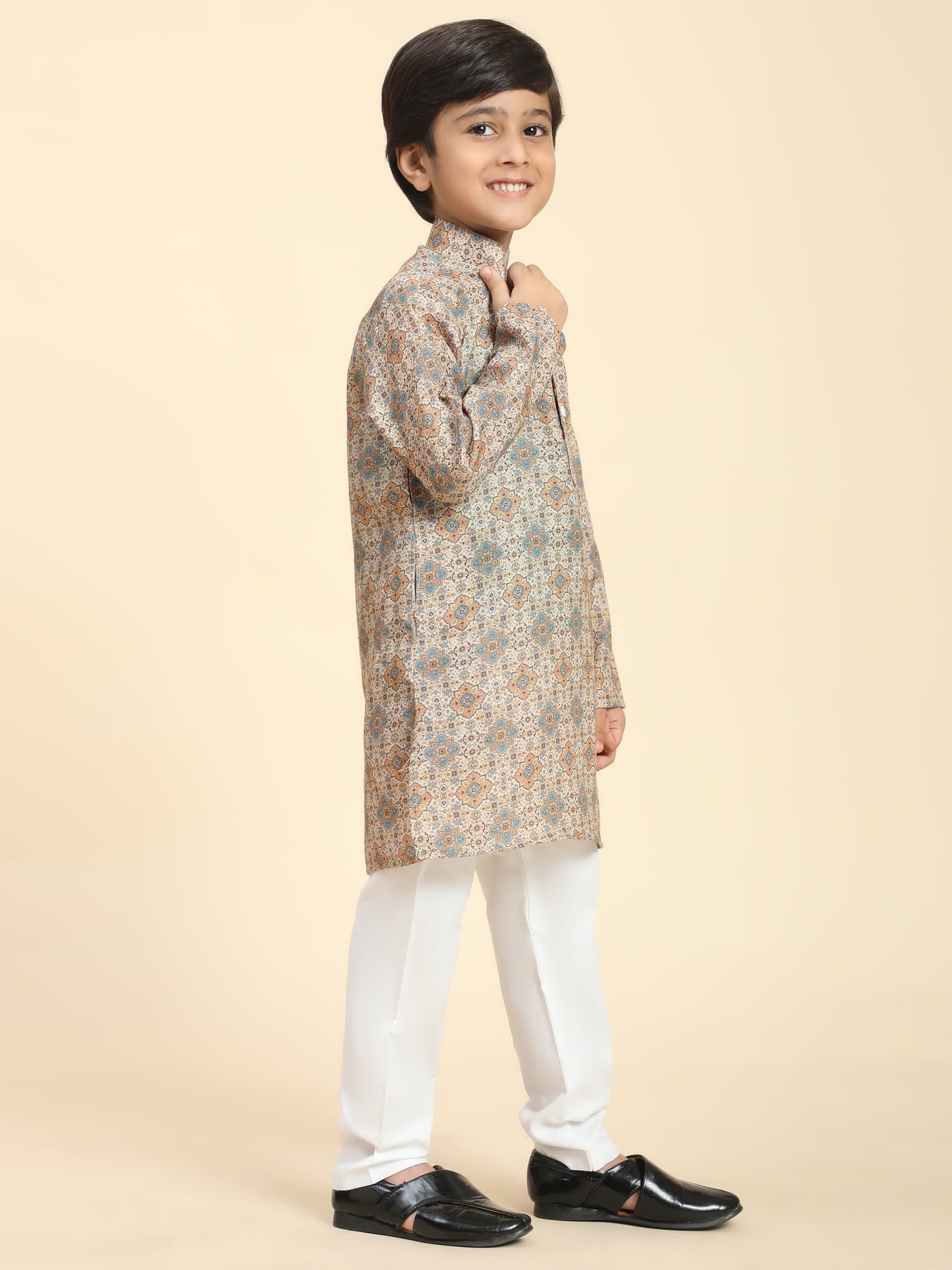 Pro-Ethic Style Developer Boys Cotton Kurta Pajama for Kid's Ethnic wear for Boys (Brown)