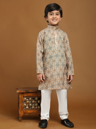 Pro-Ethic Style Developer Boys Cotton Kurta Pajama for Kid's Ethnic wear for Boys (Brown)