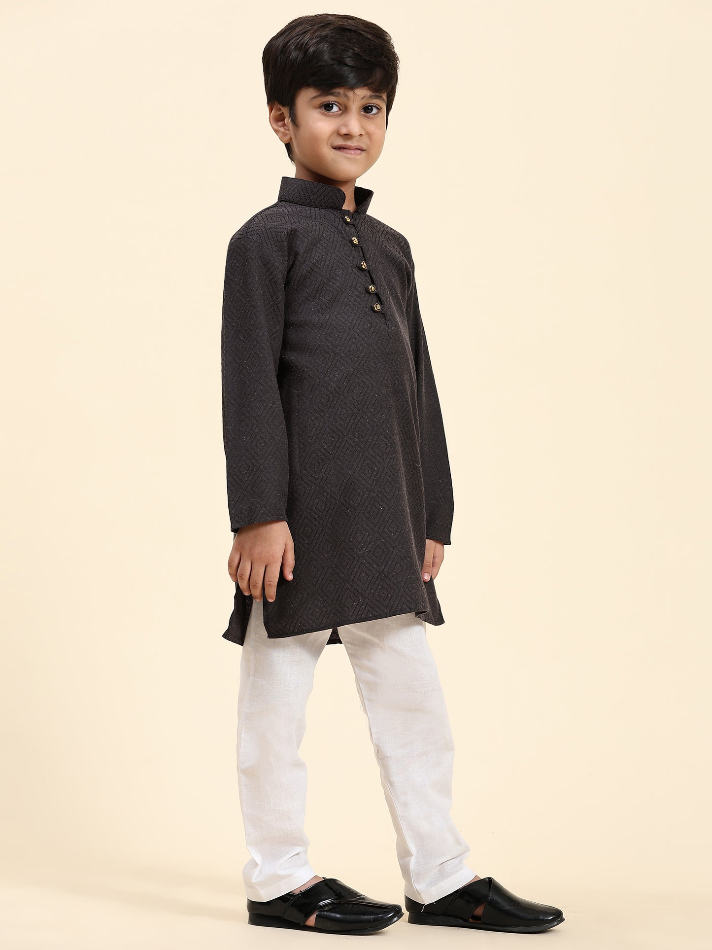 Pro-Ethic Style Developer Kids Cotton Kurta Pajama for Boys Ethnic wear for Wedding, Party, Pack of 1 (S-220) Black