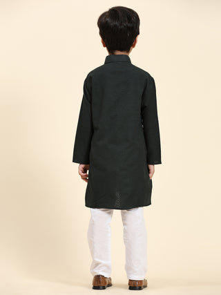 Pro-Ethic Style Developer Kids Cotton Kurta Pajama for Boys Ethnic wear for Wedding, Party, Pack of 1 (S-220) Dark Green