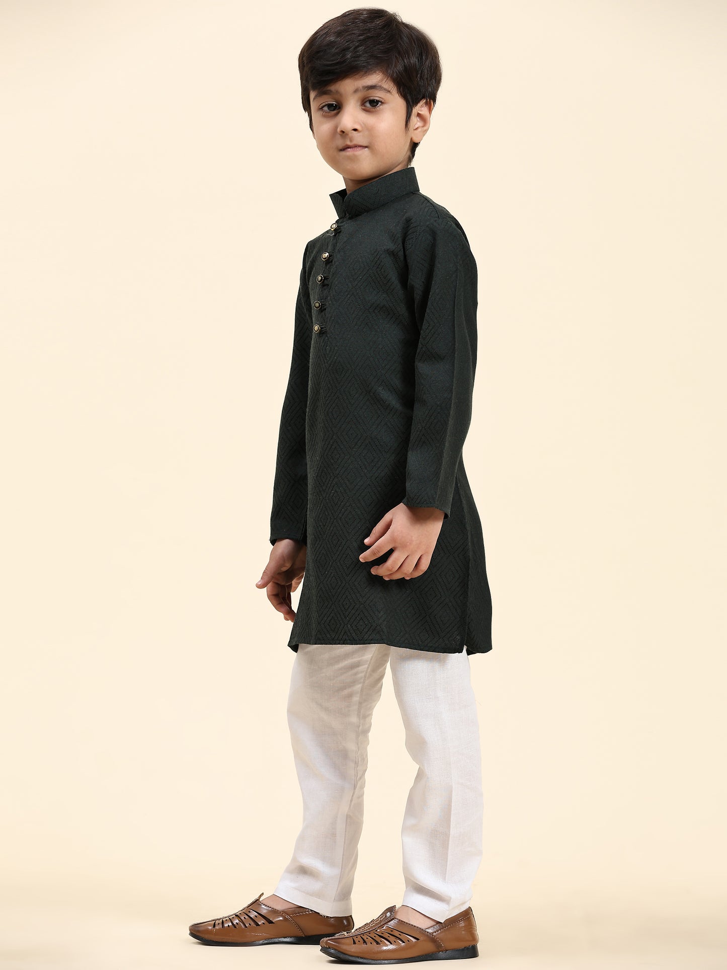 Pro-Ethic Style Developer Kids Cotton Kurta Pajama for Boys Ethnic wear for Wedding, Party, Pack of 1 (S-220) Dark Green