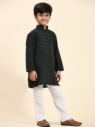 Pro-Ethic Style Developer Kids Cotton Kurta Pajama for Boys Ethnic wear for Wedding, Party, Pack of 1 (S-220) Dark Green