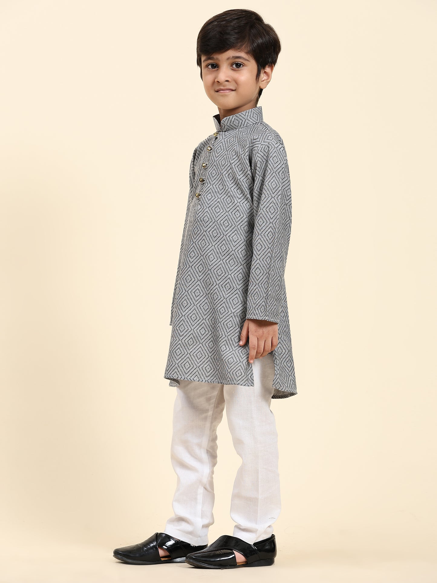 Pro-Ethic Style Developer Kids Cotton Kurta Pajama for Boys Ethnic wear for Wedding, Party, Pack of 1 (S-220) Grey