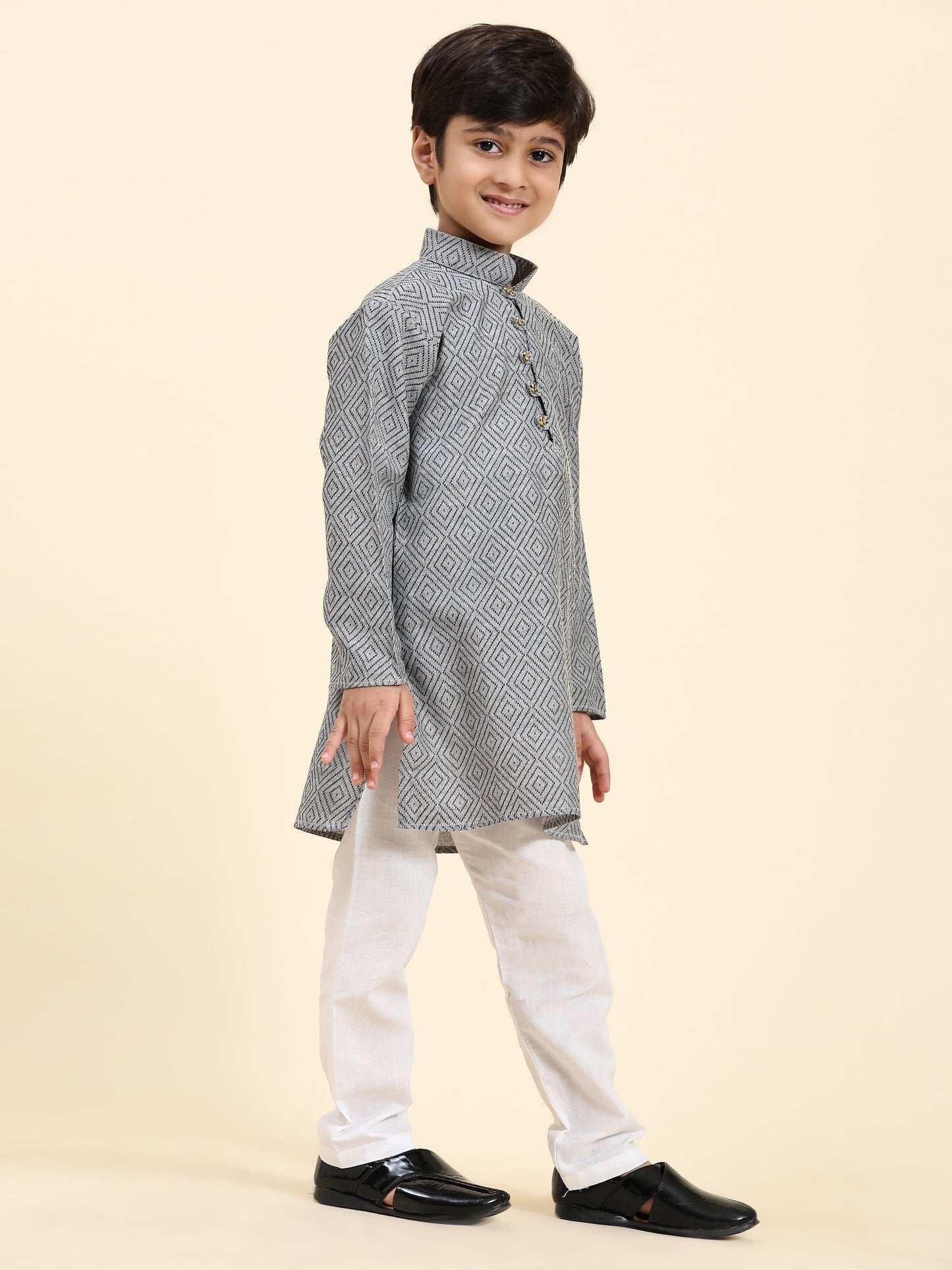 Pro-Ethic Style Developer Kids Cotton Kurta Pajama for Boys Ethnic wear for Wedding, Party, Pack of 1 (S-220) Grey