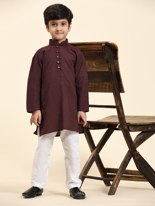 Pro-Ethic Style Developer Kids Cotton Kurta Pajama for Boys Ethnic wear for Wedding, Party, Pack of 1 (S-220) Maroon