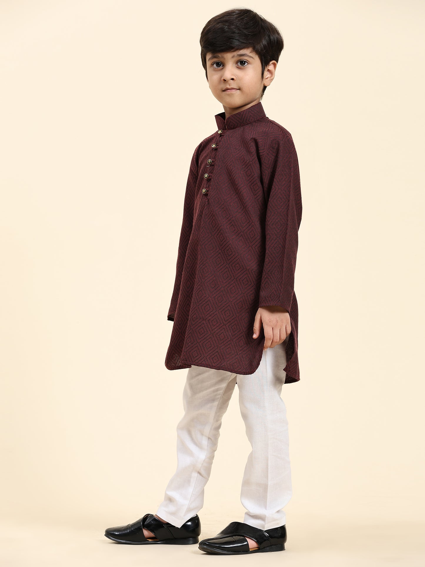 Pro-Ethic Style Developer Kids Cotton Kurta Pajama for Boys Ethnic wear for Wedding, Party, Pack of 1 (S-220) Maroon