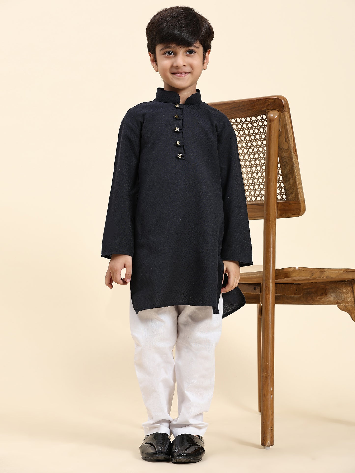 Pro-Ethic Style Developer Kids Cotton Kurta Pajama for Boys Ethnic wear for Wedding, Party, Pack of 1 (S-220) Navy Blue