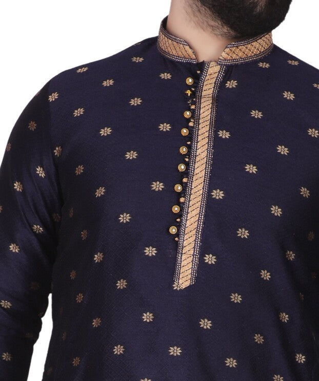 Pro Ethic Silk Kurta Pajama Set For Men Navy Blue #1898