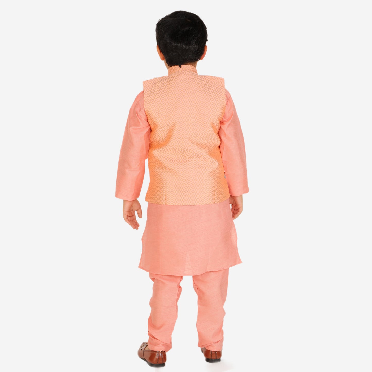 Pro Ethic Kurta Pajama For Boys With Waist Coat Silk Box Pattern Pink (S-210)