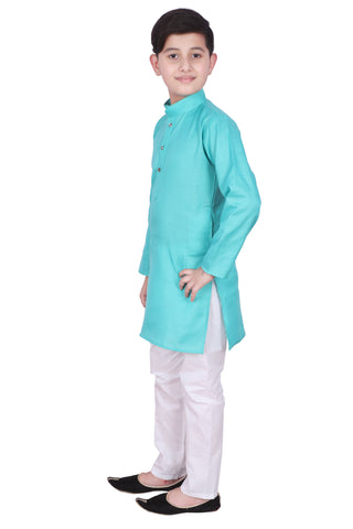 Firozi Cotton Ethnic Wear Kurta Pajama For Boys