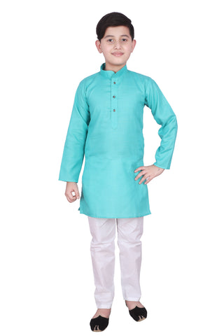 Firozi Cotton Ethnic Wear Kurta Pajama For Boys
