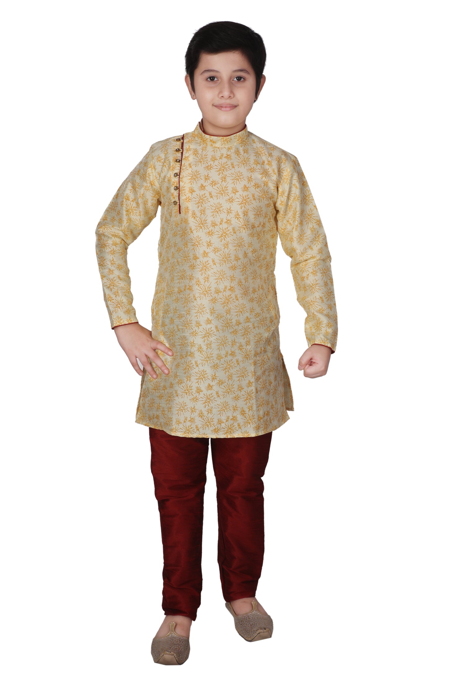 Pro  Ethnic Boys Kurta Pajama Silk - Gold - S-134