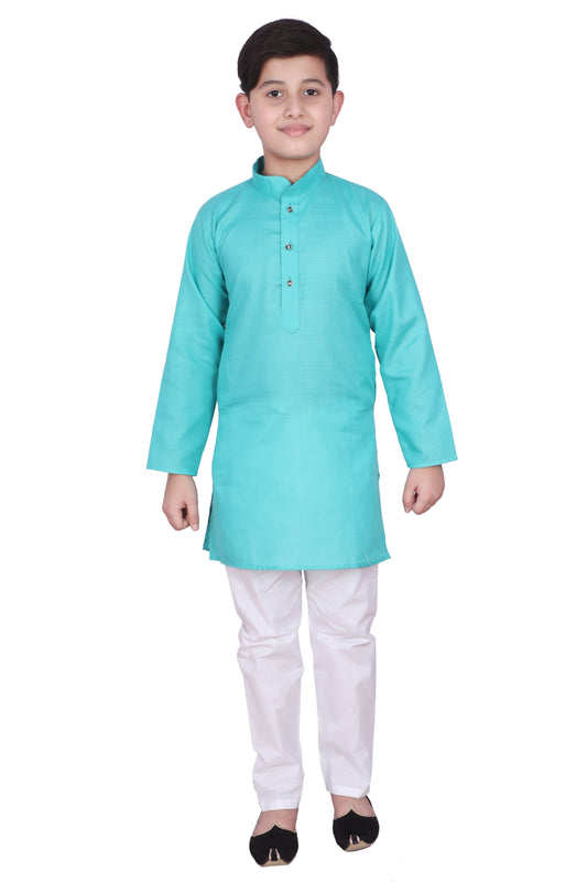 Firozi Cotton Ethnic Wear Kurta Pajama For Boys