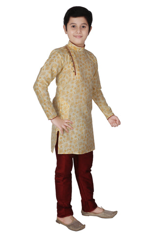 Pro  Ethnic Boys Kurta Pajama Silk - Gold - S-134