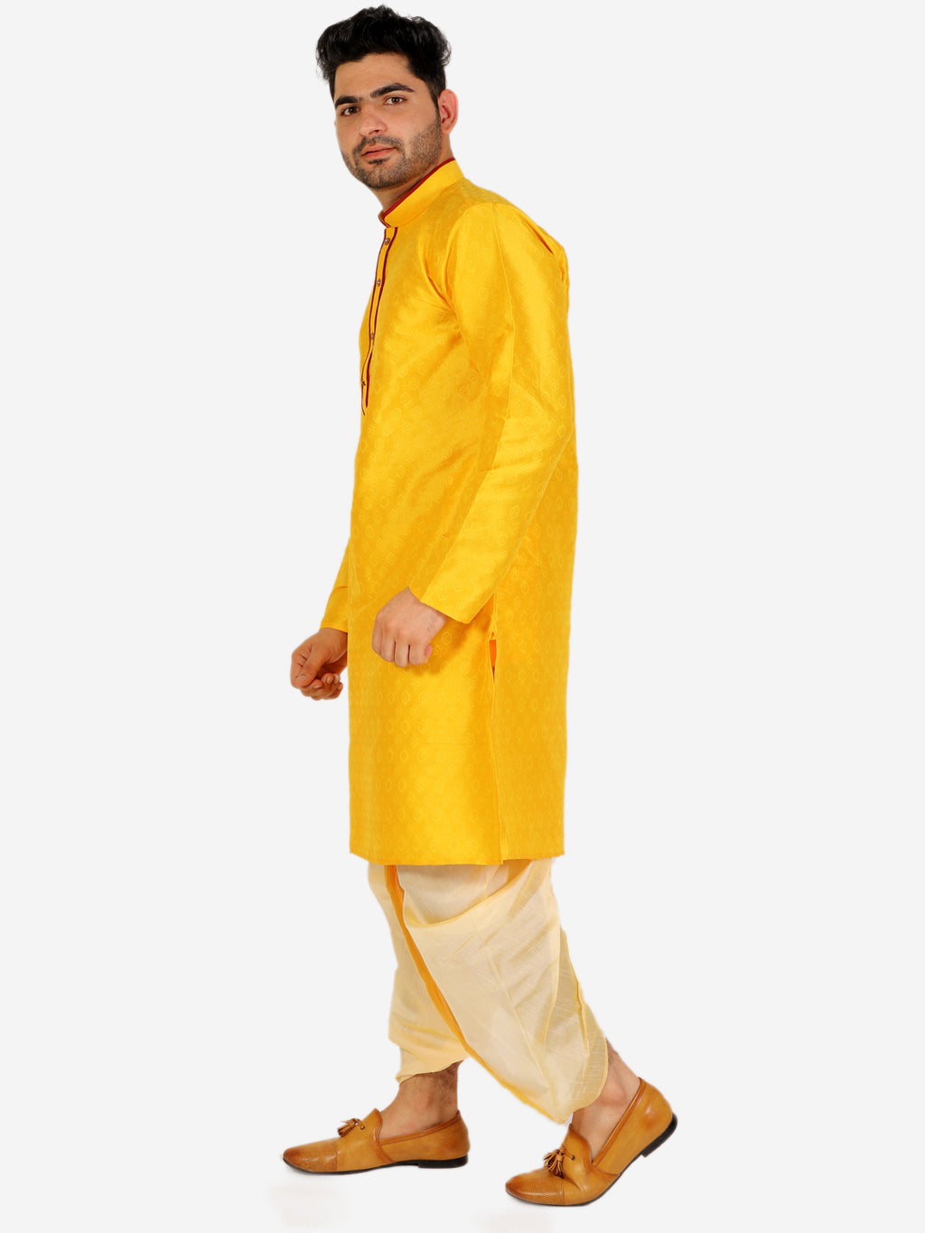 Pro Ethic Men's Dhoti Kurta Set Silk - Yellow (A-105)