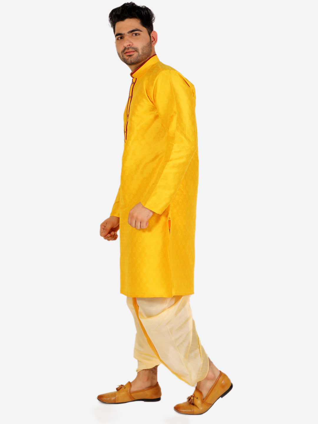Pro Ethic Men's Dhoti Kurta Set Silk - Yellow (A-105)