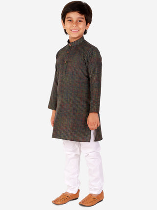 Pro Ethic Cotton Kurta Pajama For Boys Dark Brown Checked S-155