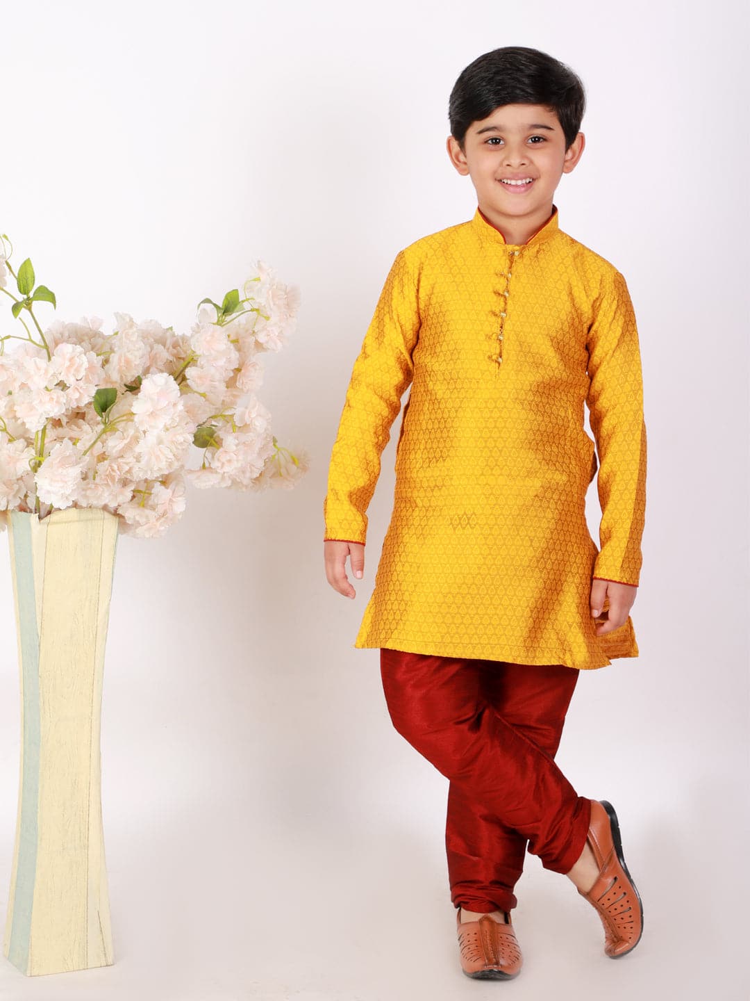 Pro Ethic Mustard Kurta Pajama For Boys Kids Ethic Wear #S-129