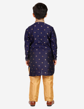 Pro Ethic Boys Kurta Pajama Set Silk Self Design Navy Blue (S-174)