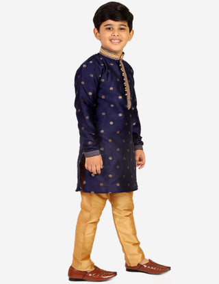 Pro Ethic Boys Kurta Pajama Set Silk Self Design Navy Blue (S-174)
