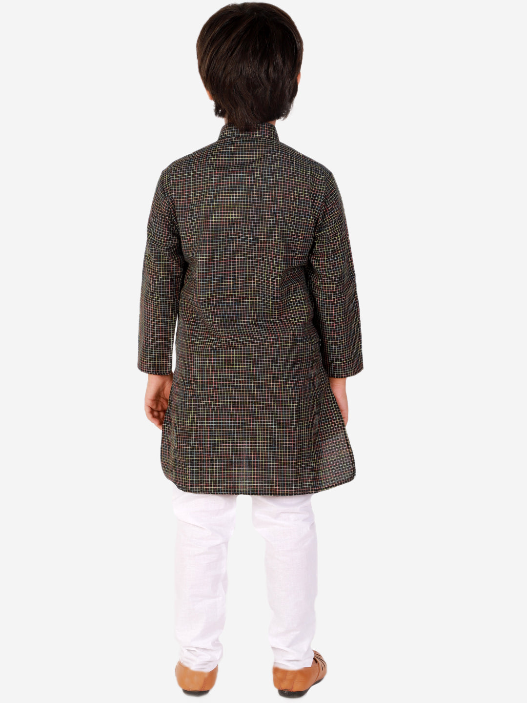 Pro Ethic Cotton Kurta Pajama For Boys Dark Brown Checked S-155