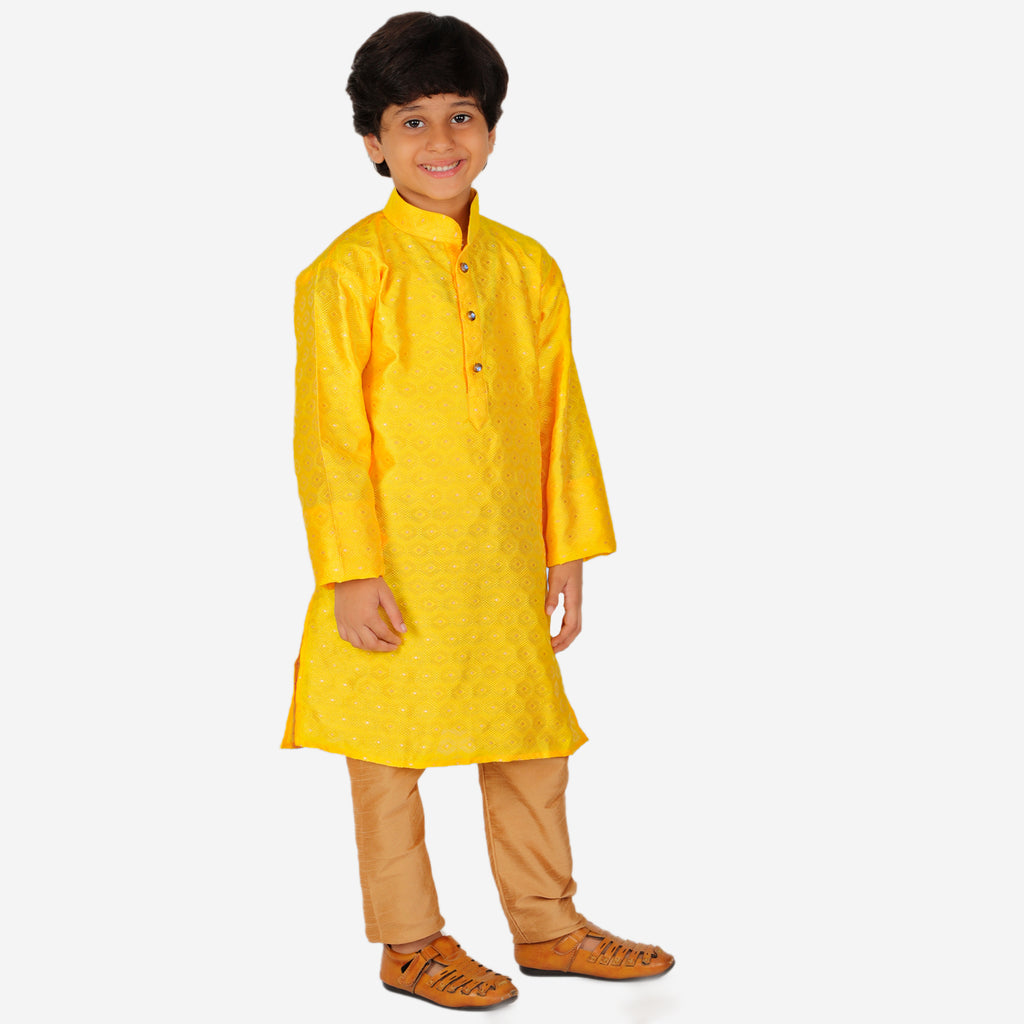 Pro Ethic Kurta Pajama For Boys 1 To 16 Years | Silk | Traditional Ethnic Wear | Yellow (S-194)