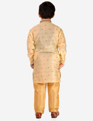 Pro Ethic Boys Kurta Pajama Set Silk Self Design Gold (S-174)