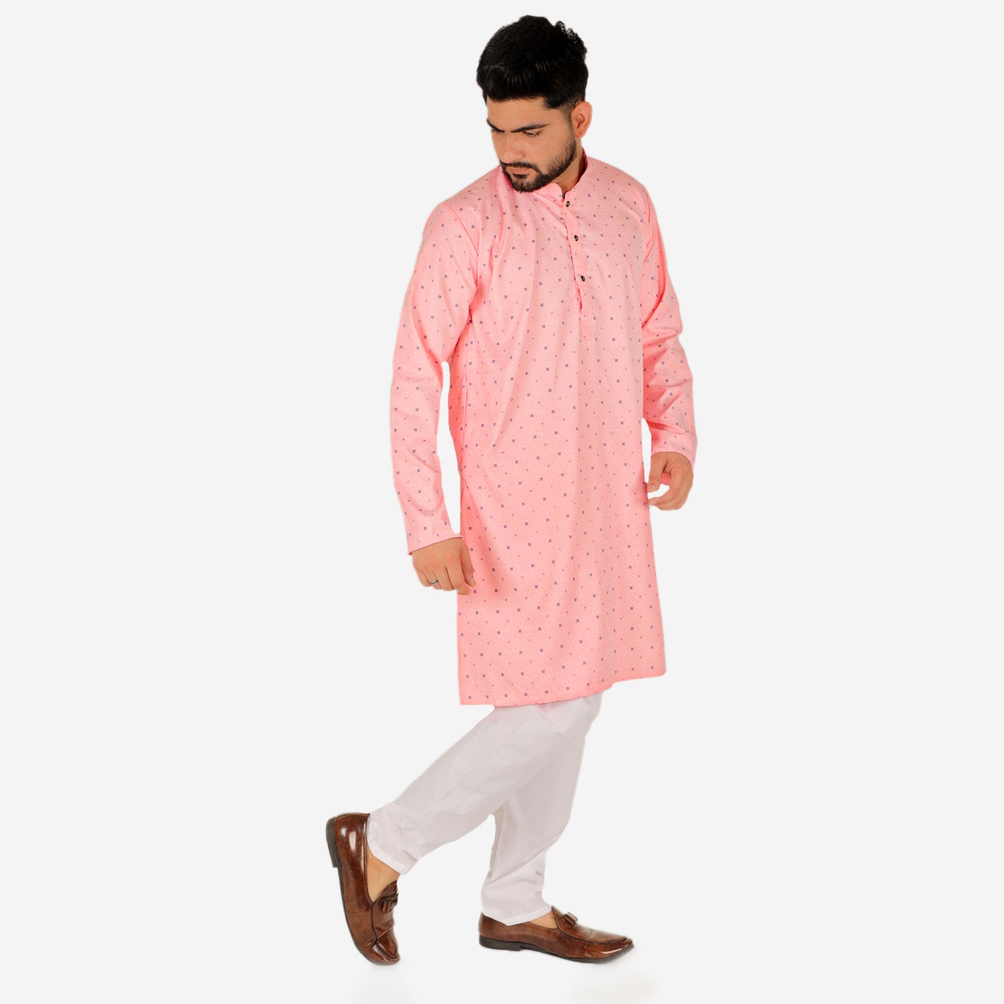 Pro Ethic Men's Kurta pajama set - Printed | Cotton | Pink | (A-114)