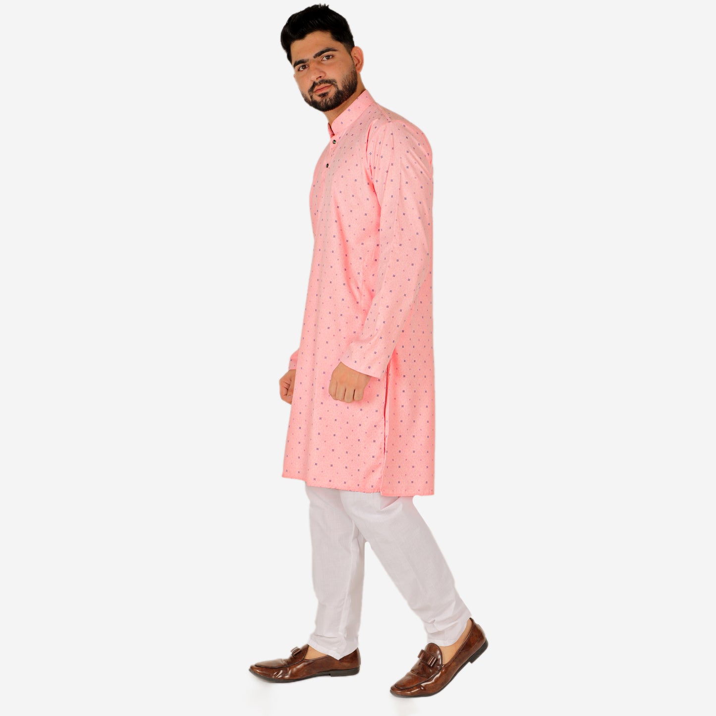 Pro Ethic Men's Kurta pajama set - Printed | Cotton | Pink | (A-114)