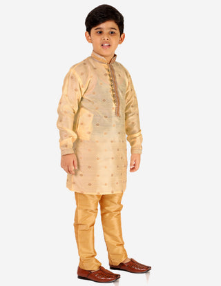 Pro Ethic Boys Kurta Pajama Set Silk Self Design Gold (S-174)