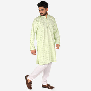 Pro Ethic Men's Kurta pajama set - Printed | Cotton | Green | (A-114)