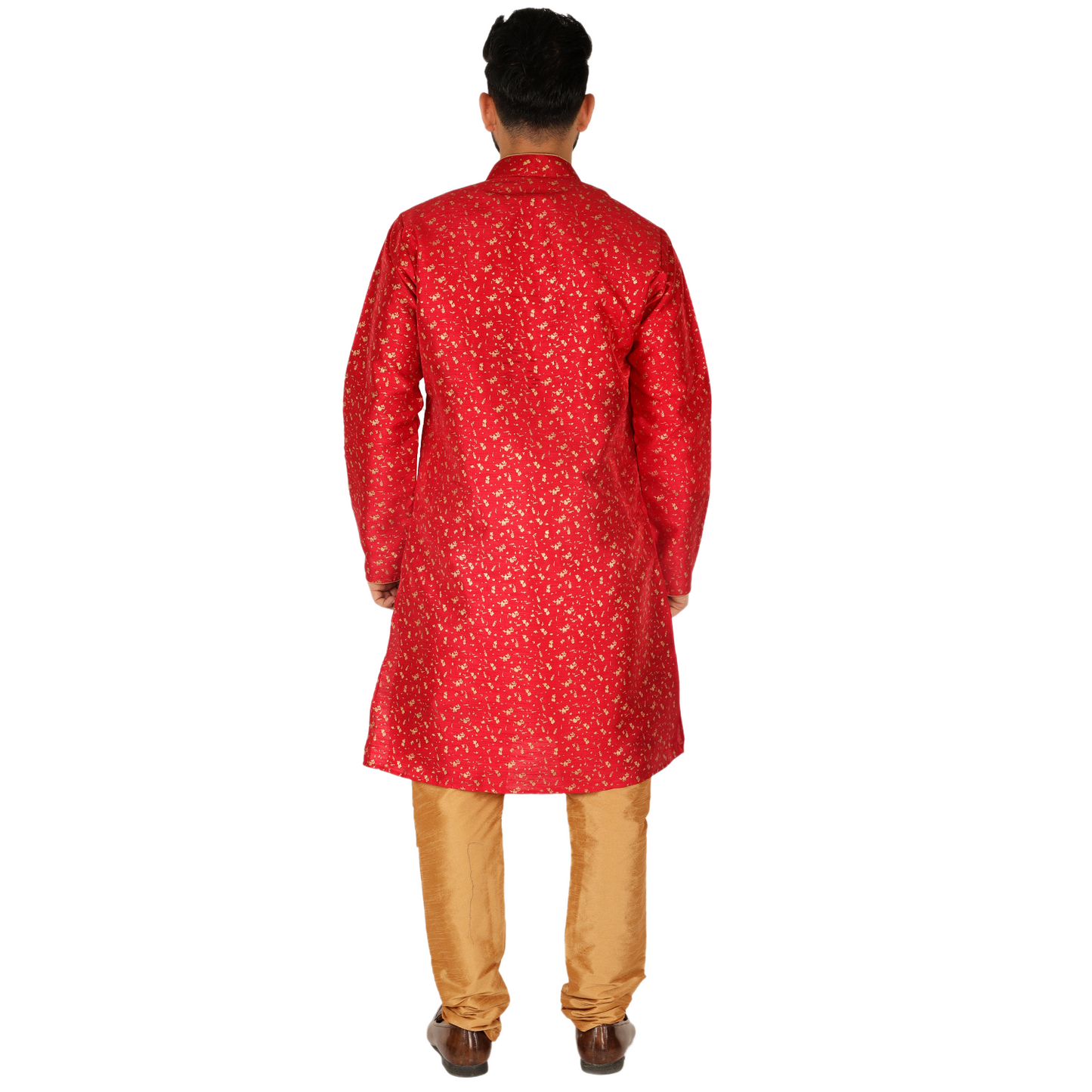 Pro-Ethic Men's Kurta Pajama Silk | Mandarin Collar | Floral Print | Maroon (A-111)