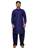 Pro Ethic Men's Pathani Kurta pajama set - Solid | Cotton | Navy Blue | (A-116)