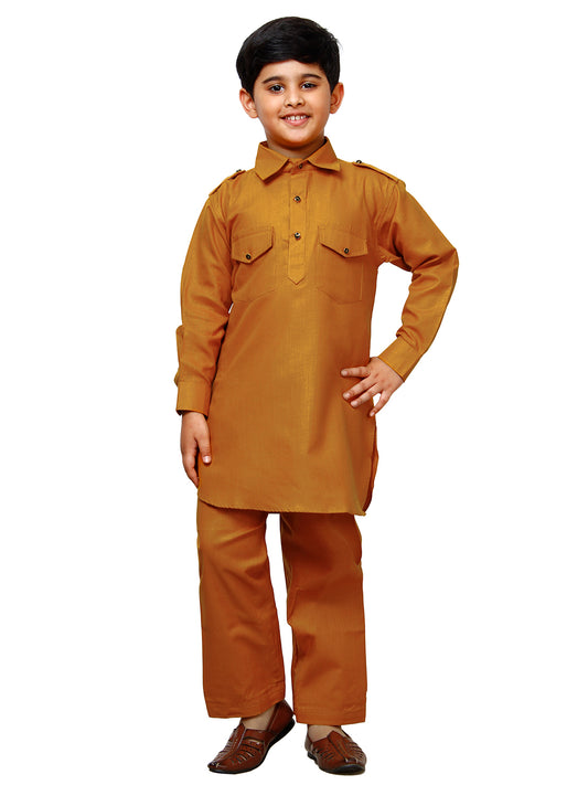 Pro Ethic Pathani Kurta Pajama For Boys Cotton Mustard (S-216)