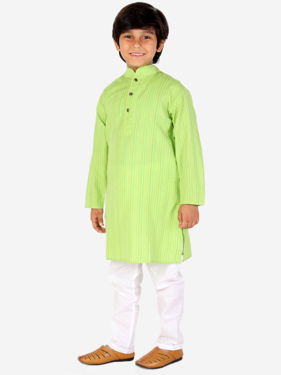 Green Cotton Kurta Pajama For Childrens