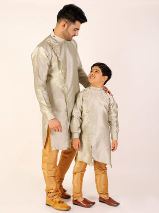 Pro Ethic Men's Cream Silk Father Son Matching Kurta Pajama Outfits B102