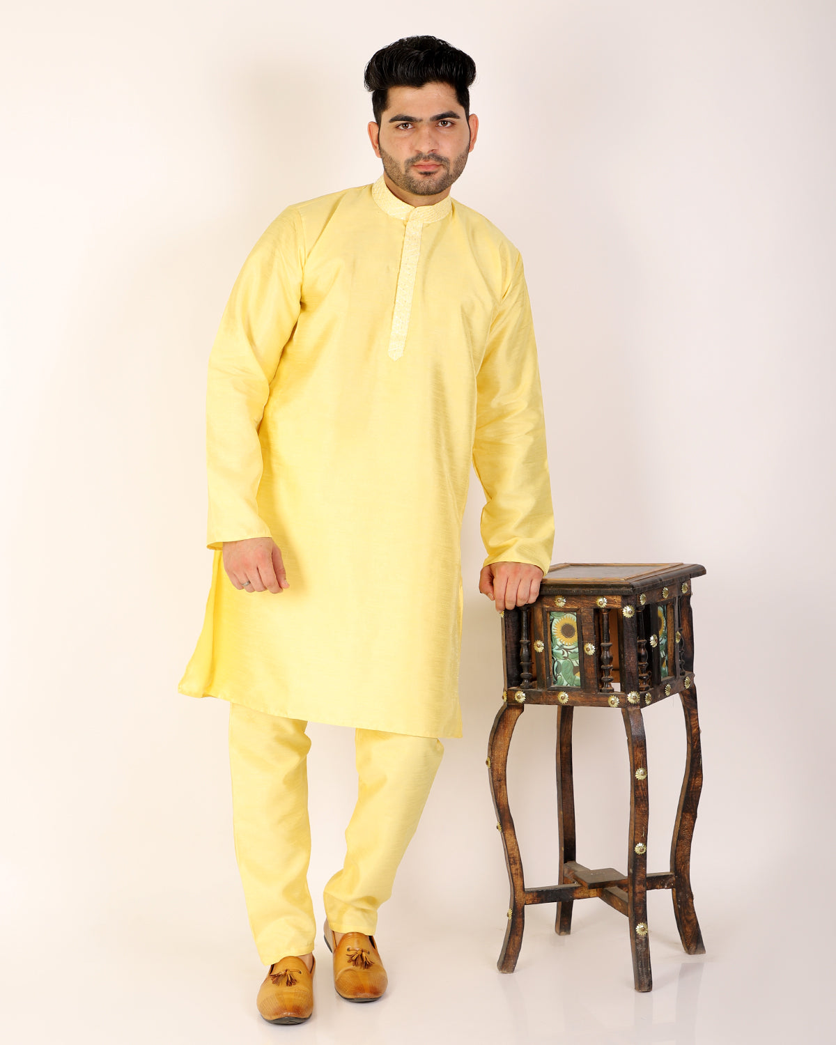 Pro Ethic Lemon Men's Kurta Pajama Set Silk (A-104)