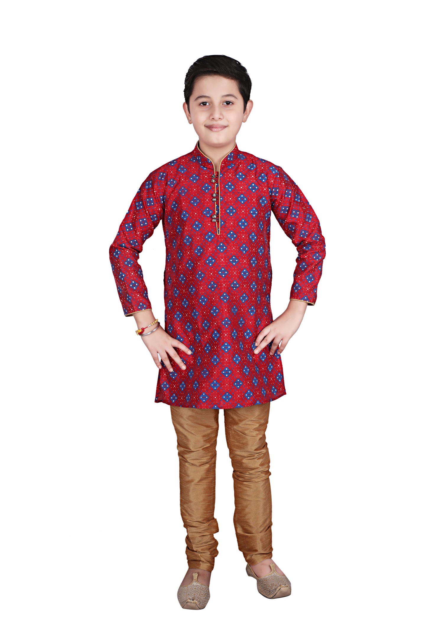 Pro Ethic Kids Kurta Pajama Set Silk Maroon s-149