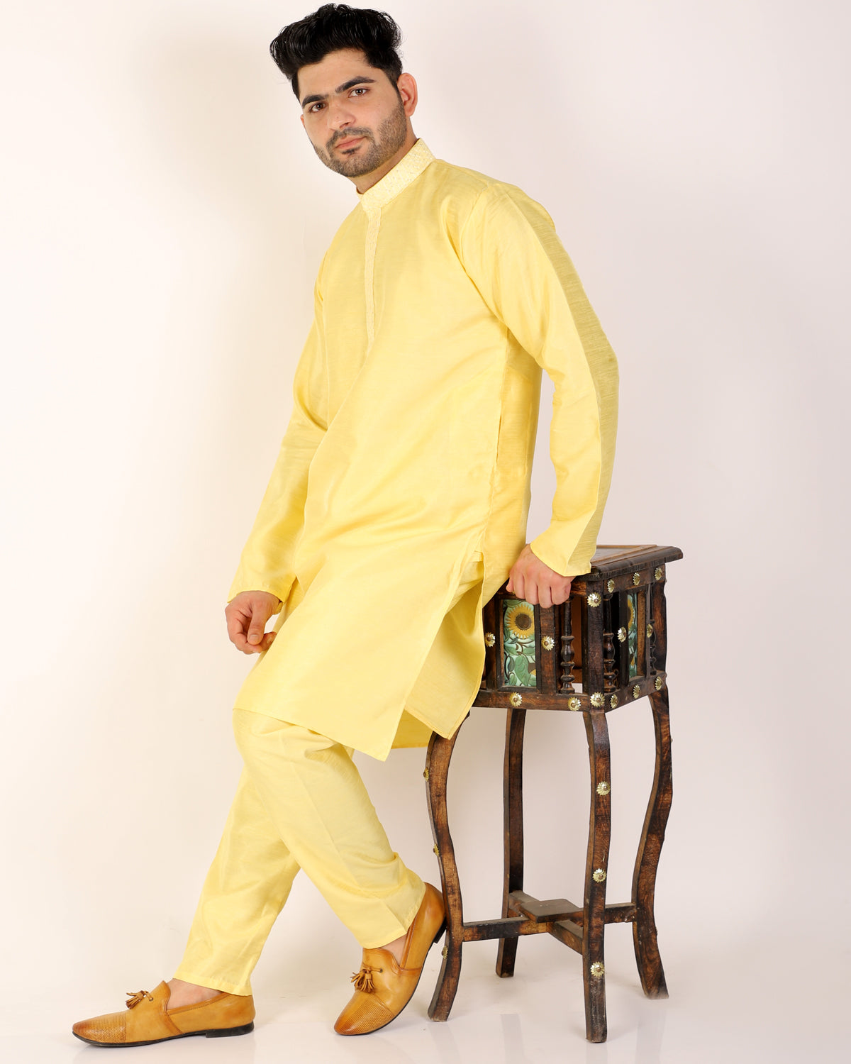 Pro Ethic Lemon Men's Kurta Pajama Set Silk (A-104)