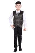 Pro Ethic Three Piece Suit For Boys Cotton Black Checked Pattern T-115