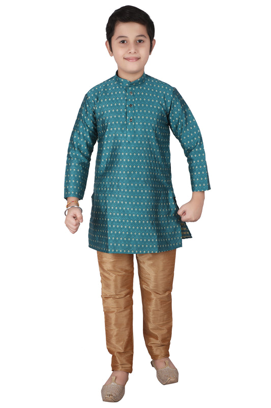 Pro Ethic Kids Kurta Pajama Set Silk Turquoise s-146