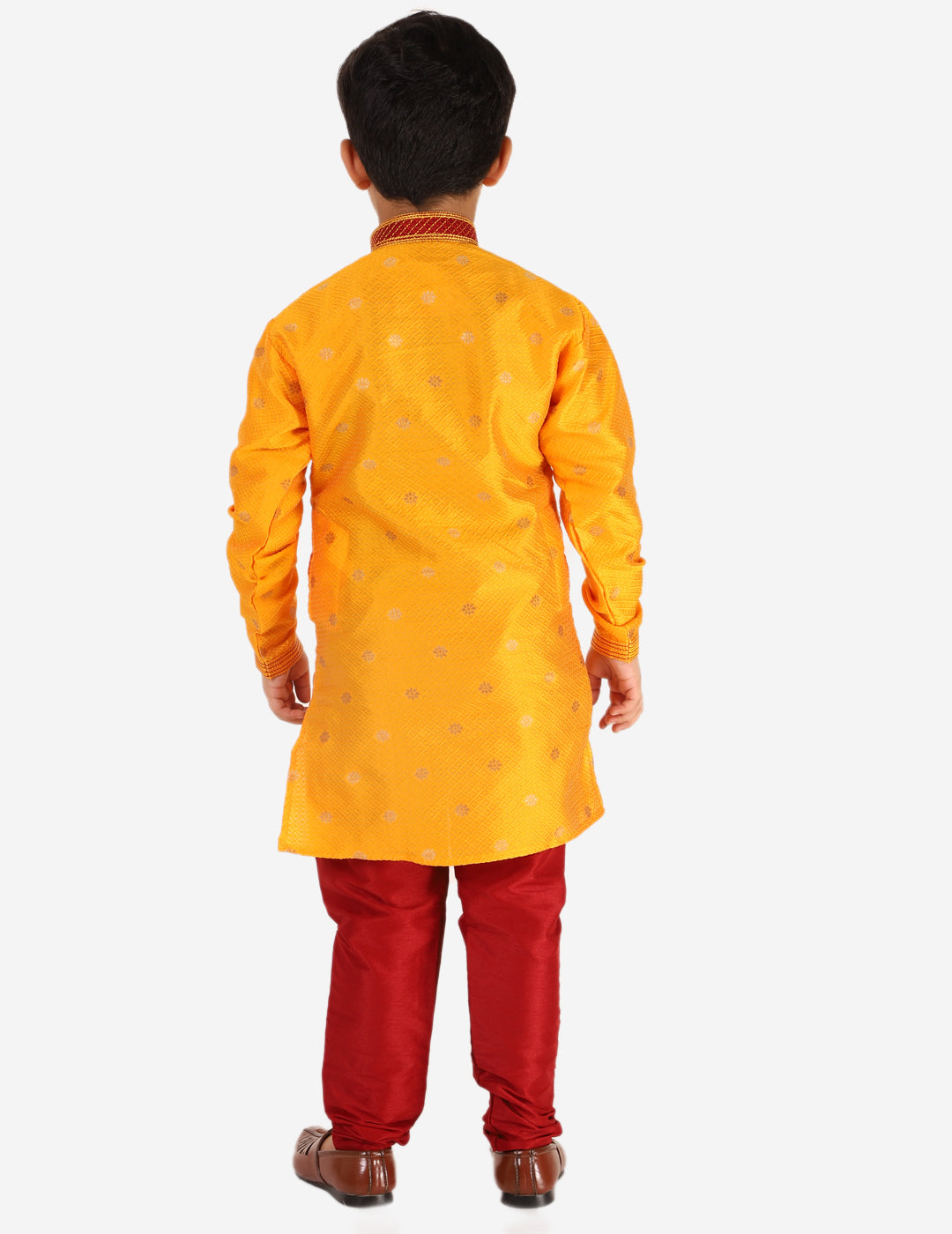 Pro Ethic Boys Kurta Pajama Set Silk Self Design Yellow (S-174)