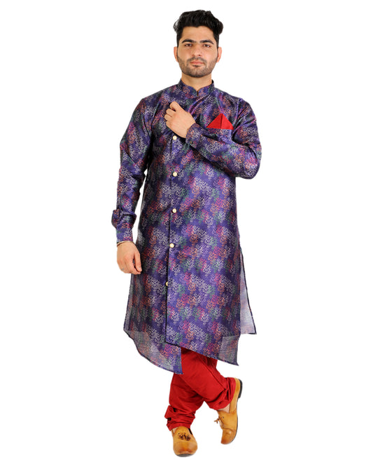 Pro Ethic Men's Kurta Pajama Set Silk - Navy Blue (A-106)