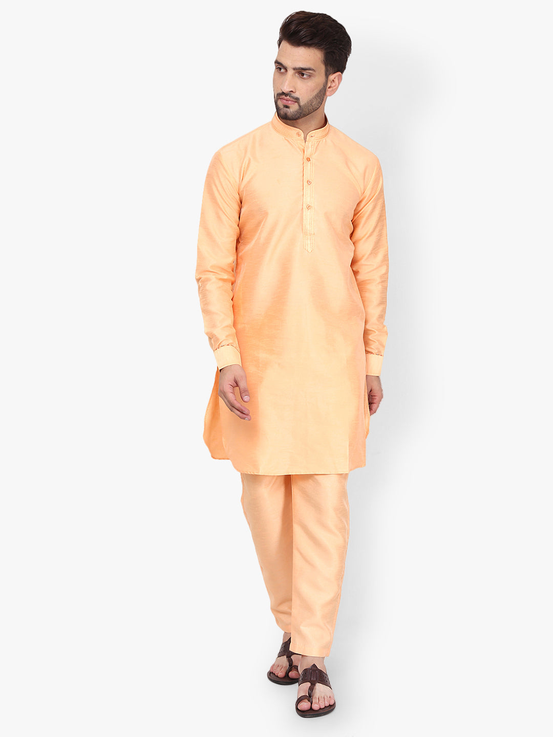 Pro-Ethic Style Developer Silk Kurta Pajama With Jacket For Men | Gold (C-102)