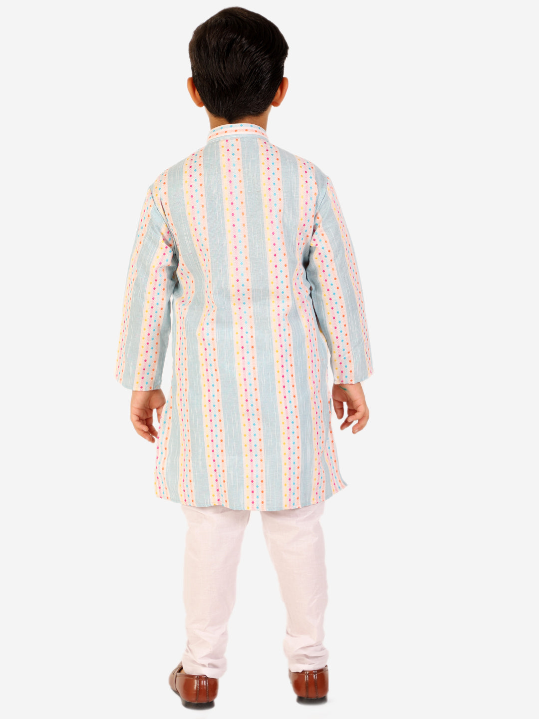 Pro Ethic Boy's Cotton Self Blue Kurta Pajama Set (S-164)