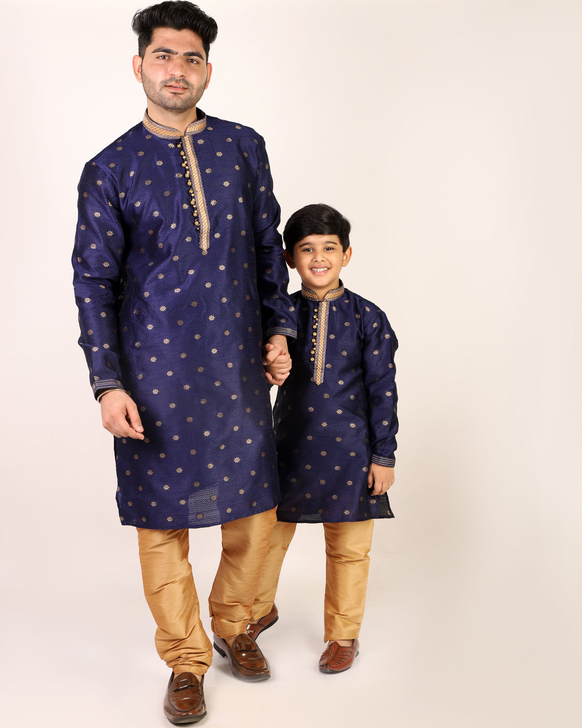 Father Son Kurta Pajama Same Dress Ethnic Wear Navy Blue