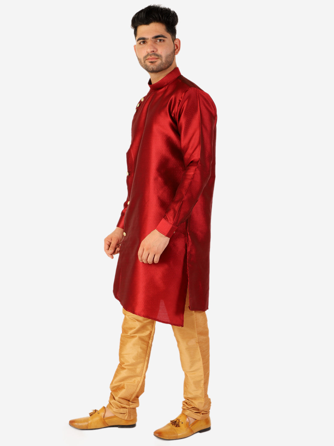 Pro Ethic Maroon Men's Kurta Pajama Silk Self Design (A-102)