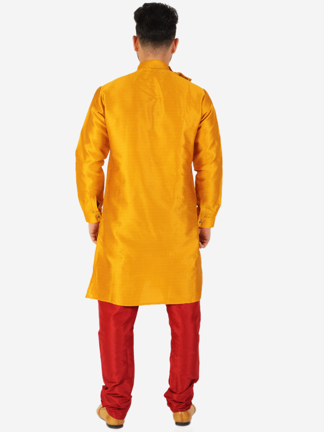 Pro Ethic Mustard Men's Kurta Pajama Silk Self Design (A-102)