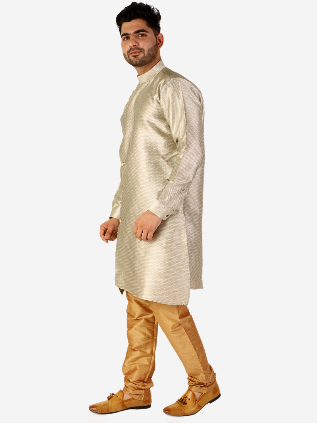 Pro Ethic Cream Men's Kurta Pajama Silk Self Design (A-102)