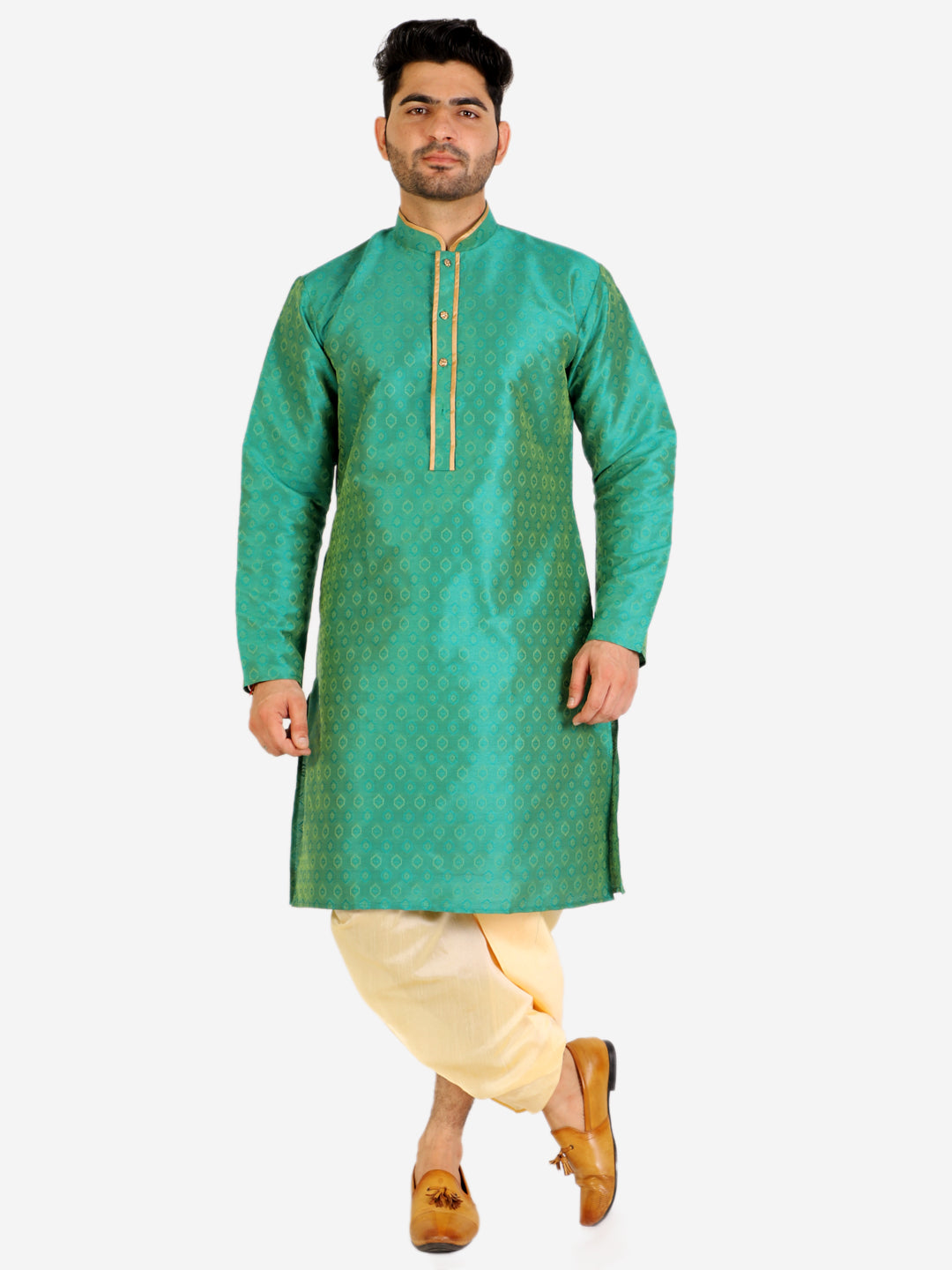 Pro Ethic Men's Dhoti Kurta Set Silk - Green (A-105)